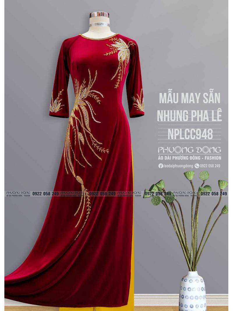 Áo Dài Bà Sui Nhung Đính Đá Pha Lê Cao Cấp NPLCC948